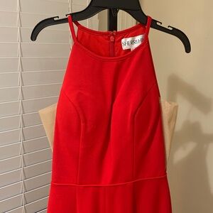 Sherri Hill Sleeveless Stretch Scuba Jumpsuit RED Altered Size 2